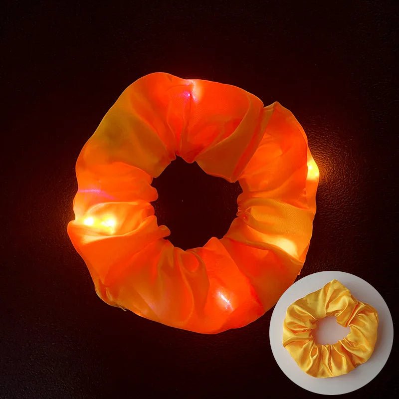 10pc LED Light Up Hair Scrunchie - Elastic Satin Party Ponytail Holder - lily supply