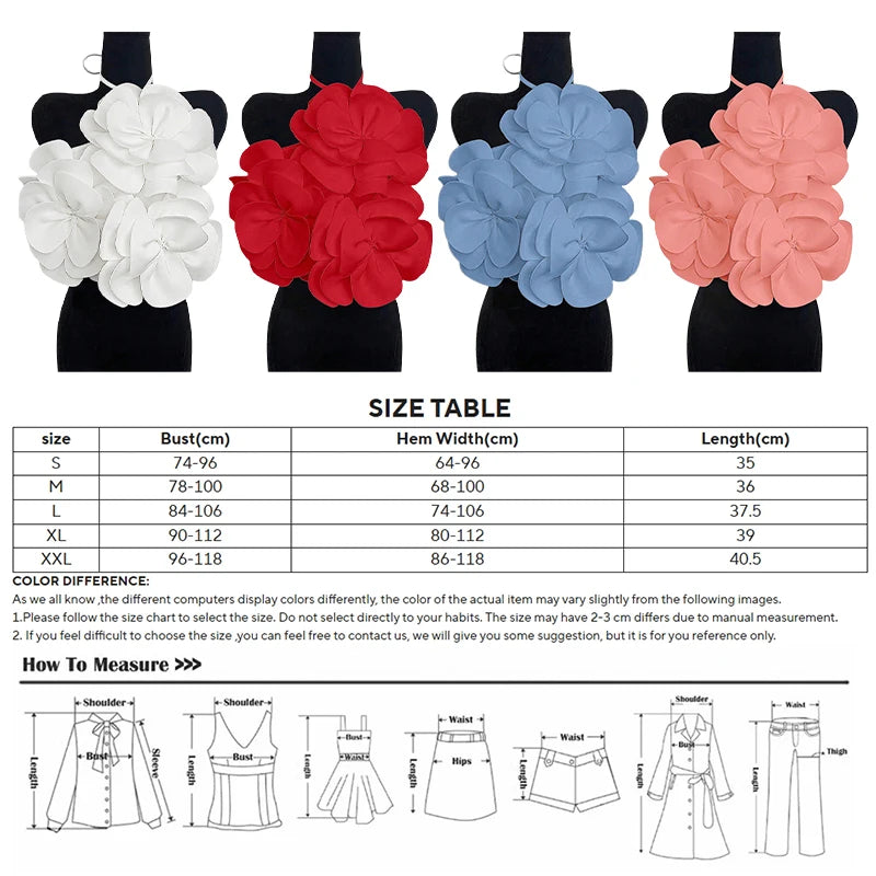 Women's 3D Flower Halter Backless Corset Top