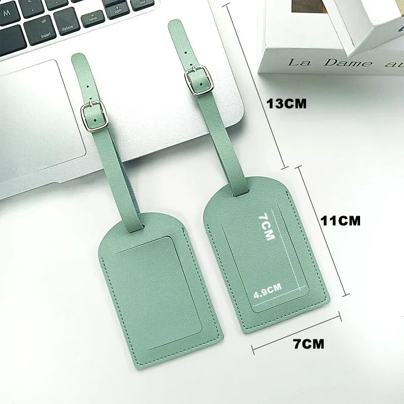 Travel Luggage Tag for Women Men Suitcase Identifier Label Baggage PU Leather Boarding Bag Tag Name ID Address Holder Accessorie