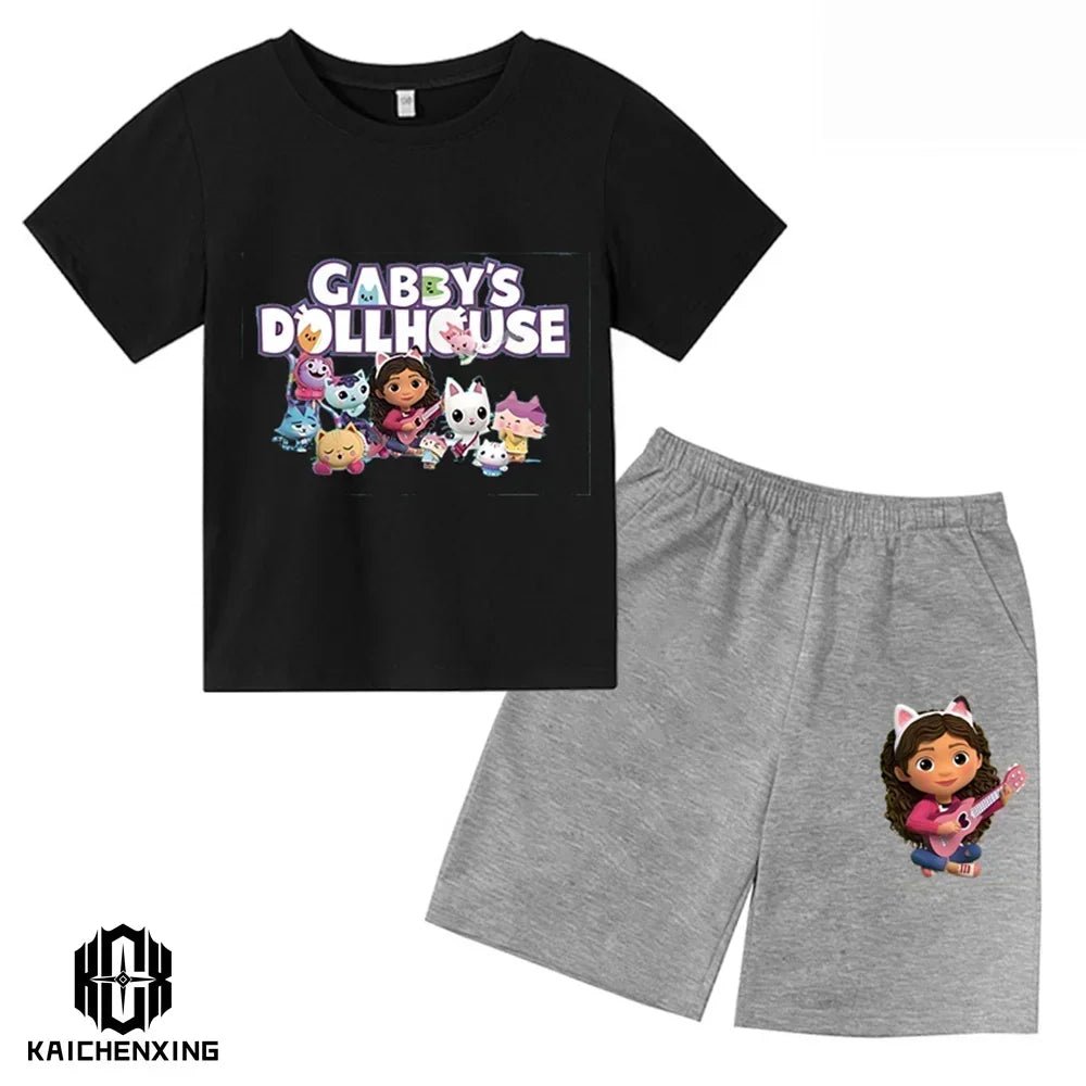 Little Girl T-shirts Kawaii Gabbys Doll House T Shirt Graphic Print Cute Kids Clothes Pink Tshirts Aesthetic Girls Clothes Top - lily supply