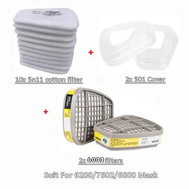 6001/6002/6004 Cartridge Box 5N11 Cotton Filters Sets For 3m 6200/7502/6800 Dust Gas Mask Respirator Chemical Painting Spraying - lily supply