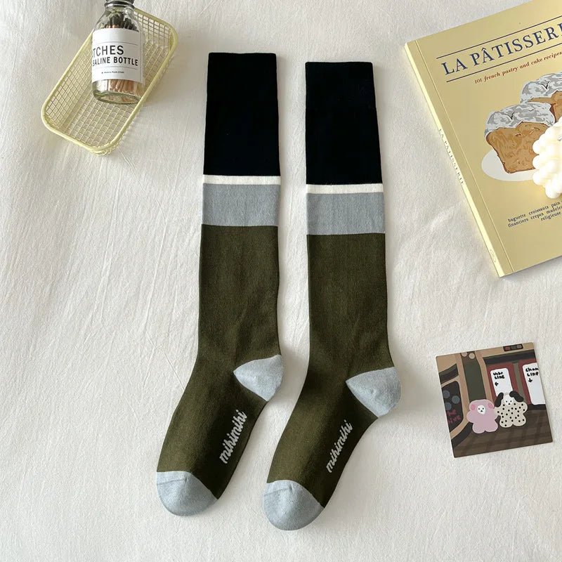 Women's Korean Vintage Over Knee Long Socks - Trendy Fashion Stockings - lily supply