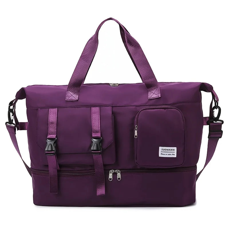 Large Capacity Carry on Travel Bag for Women, Weekender Overnight Duffel Bag with Shoe Compartment, Gym Bag with Wet Pocket