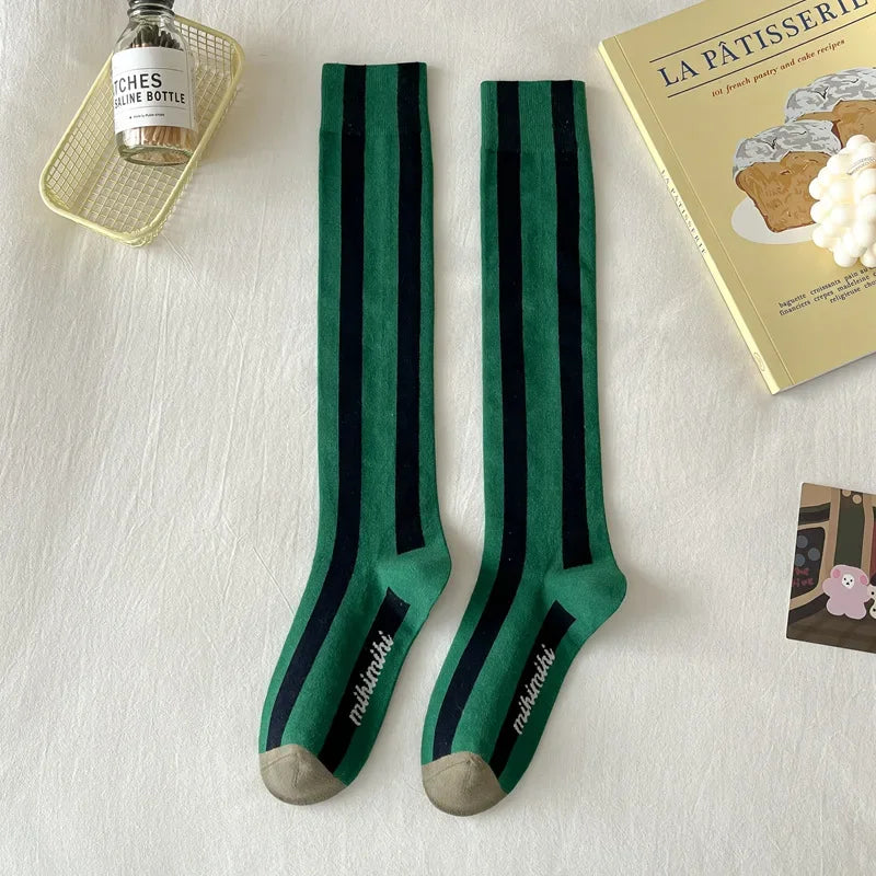 Women's Korean Retro Knee Length Socks – Vintage Style Long Socks