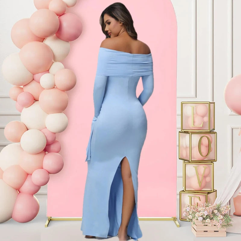 Women's Maternity Off Shoulder Maxi Gown