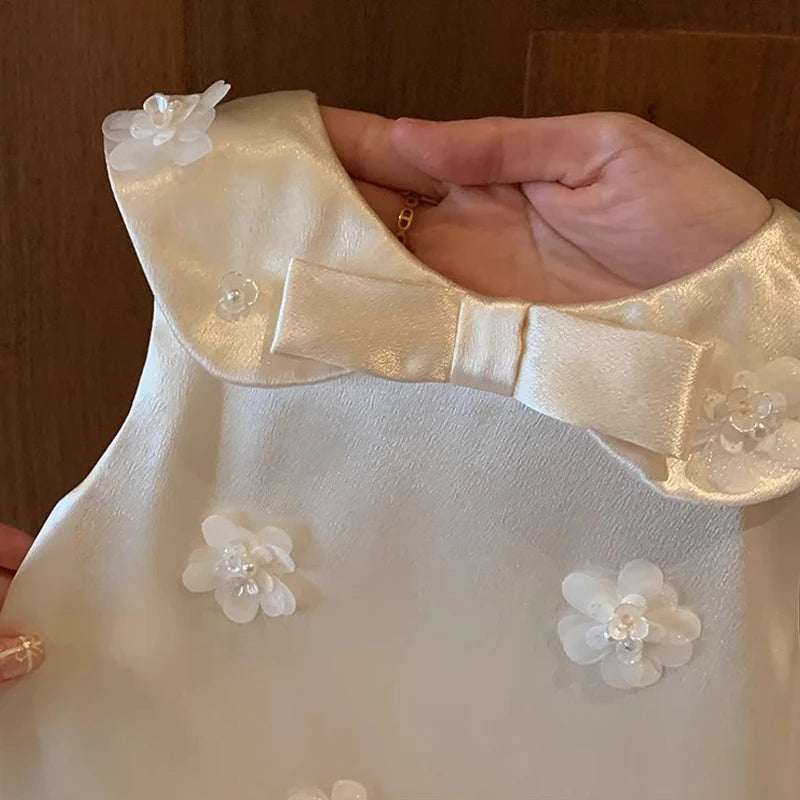 Baby Girls Lace Bow Dress - Birthday & Wedding Princess Gown