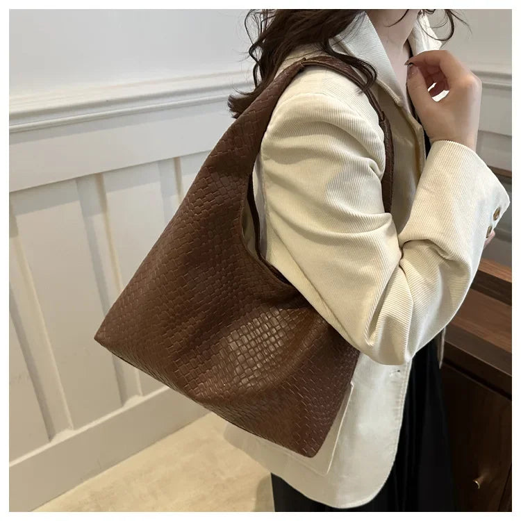 Minimalist Hobo Tote Bag - Retro Elegant Large Capacity Shoulder Bag