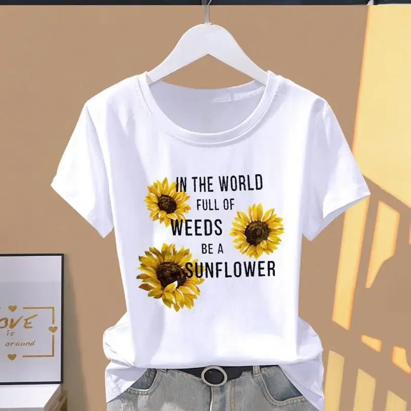 Women Print Floral Sports Fashion Casual Explosive Short Sleeve T-shirt Graphic Tshirts Women Clothes Oversized T Shirt - lily supply