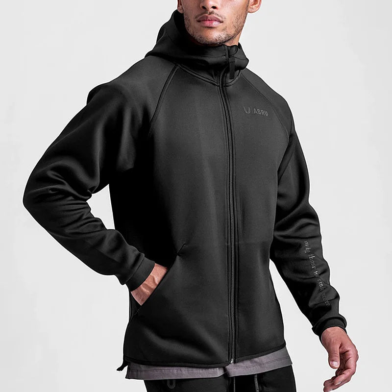 Men's Fitness Hooded Zip Sweatshirt - Casual Gym Hoodie Jacket