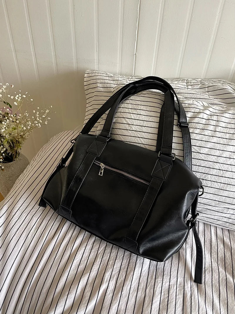 Women's Leather Vintage Shoulder Messenger Bag - Solid Simplicity Handbag