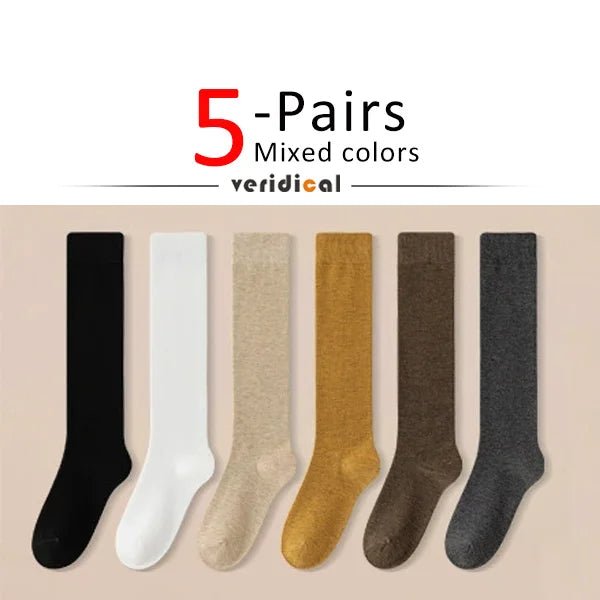 Women's Organic Cotton Thigh High Knee Socks – Solid Colour Long Socks - lily supply