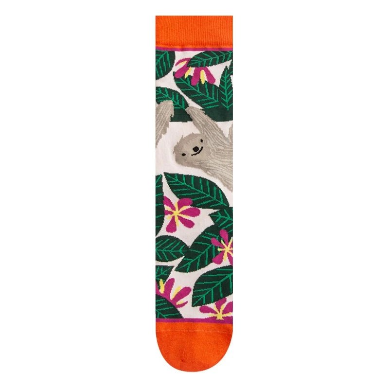 Women's Plant, Hedgehog & Sloth Print Socks – Trendy Casual Socks - lily supply