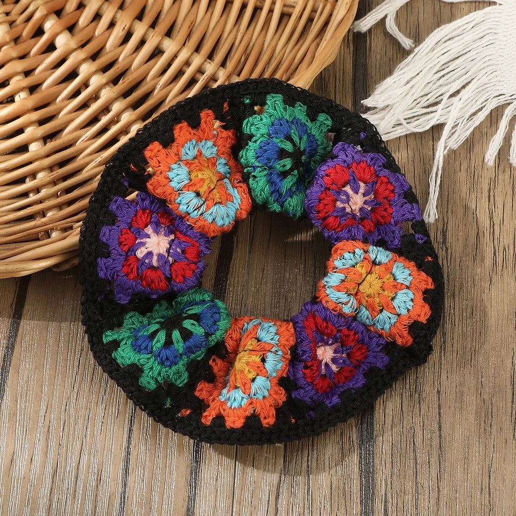 Knitting Crochet Flower Fabric Scrunchies - Spring Elastic Hair Ties - lily supply
