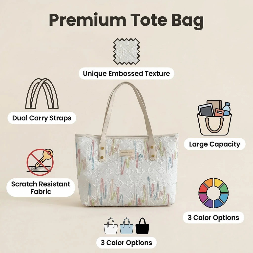 Women's Artistic Embroidery Waterproof Laptop Tote Bag