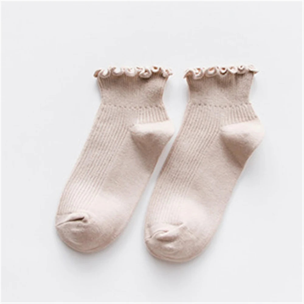 Fashion Lace Ruffles Soft Cotton Women Socks