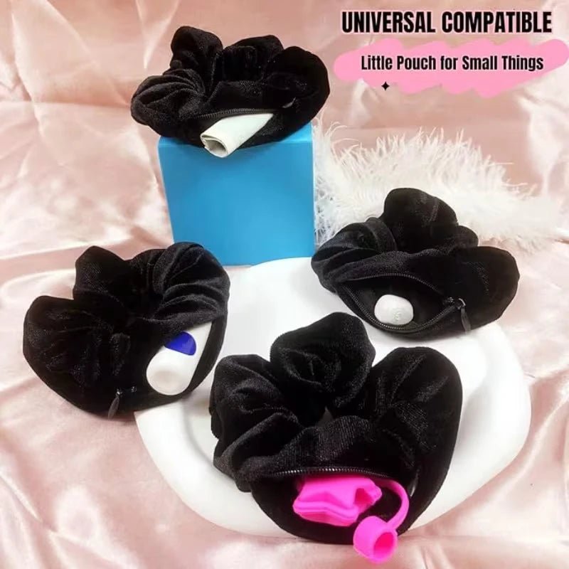 Velvet Scrunchie with Zip Pocket - Elastic Hair Tie & Headband - lily supply