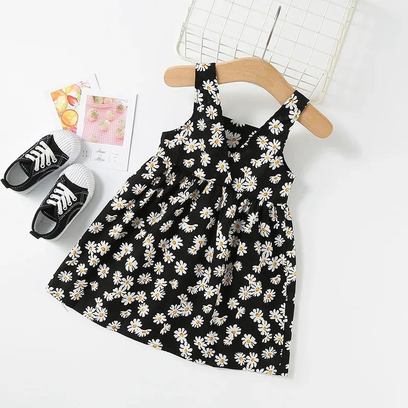 Girls Daisy Print Slip Sleeveless Dress | A - Line Summer Dress Ages 18M - 6Y - lily supply