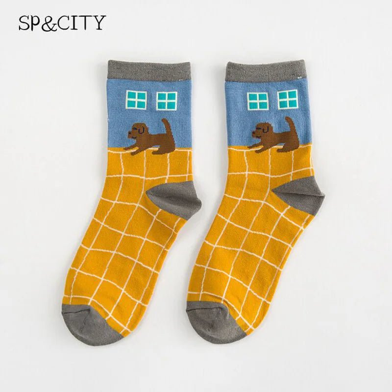 Vintage Women Cartoon Patterned Funny Socks - lily supply