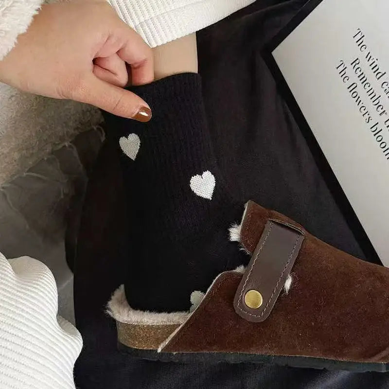 Women's Cute Heart Print Casual Socks - 1/4/8 Pairs Breathable Mid Tube