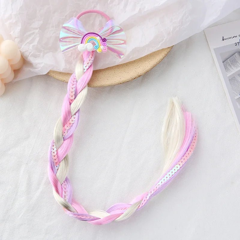 Girls Colourful Sequin Glitter Scrunchies - Elastic Pigtail Hair Rings - lily supply