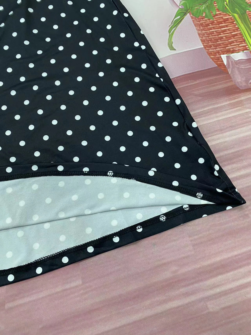 Women's Polka Dot Pocket Long Sleeve Dress