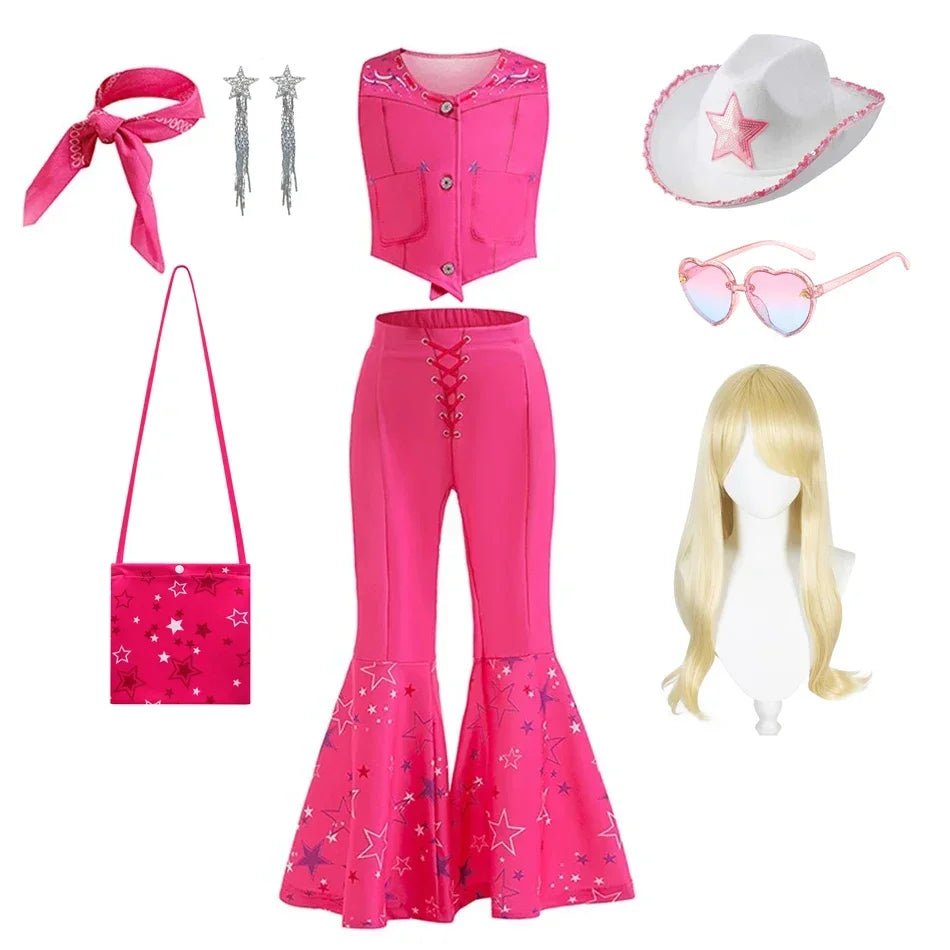 Girls Cowgirl Dress Girls Costume for Kids Girls Cosplay Birthday Party Princess Pink Halloween Carnival For Girls Top Trousers - lily supply