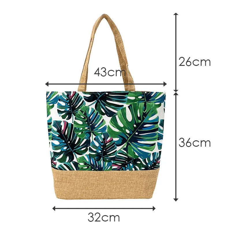 Women's Floral Printed Beach Shopping Large Capacity Tote Bag