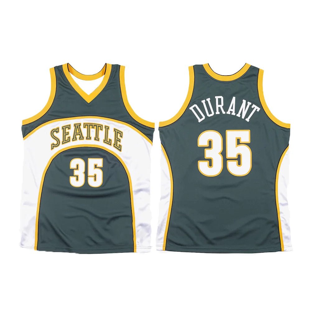 New American Men's Basketball Jersey Retro Classic Jersey 07 Version Seattle No. 35 Kevin Durant Gold SuperSonics Player Jersey - lily supply