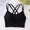 Sexy women Tops back cross strap tank top push up running sports bra breathable soft fitness beauty solid color yoga bra - lily supply
