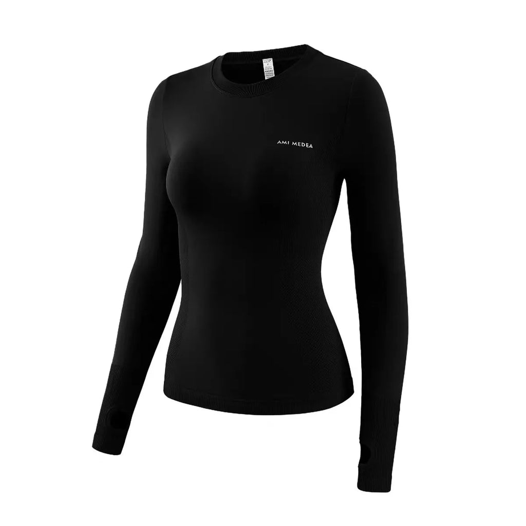 Women's Buttery Soft Crew Neck Compression Long Sleeve Top, Quick - Dry Athletic Shirt for Yoga, Running & Gym Workouts - lily supply
