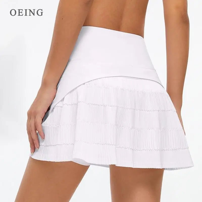 Women Sports Tennis Skirts Fitness Running Shorts High Waist Athletic Skirt With Pockets Pleated Sport Skort Golf Sportswear - lily supply