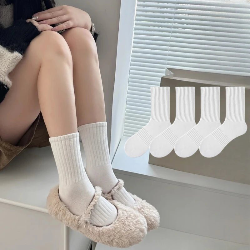 Black & White Sports Mid - Calf Socks – Unisex Athletic Socks - lily supply