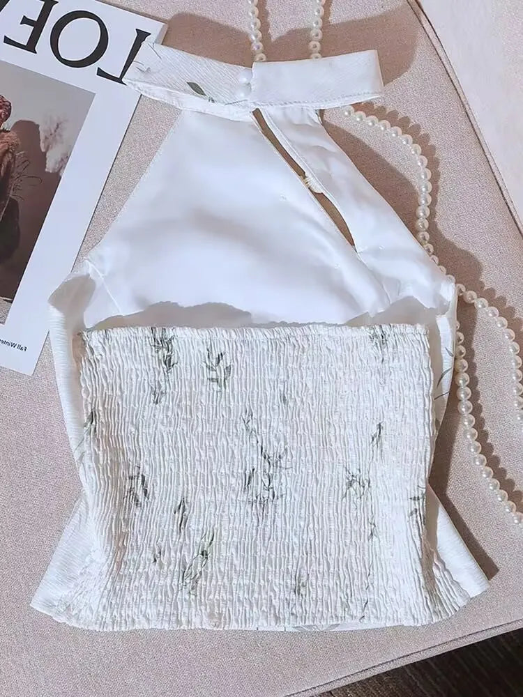Women's Elegant Vintage Halter Button Cami
