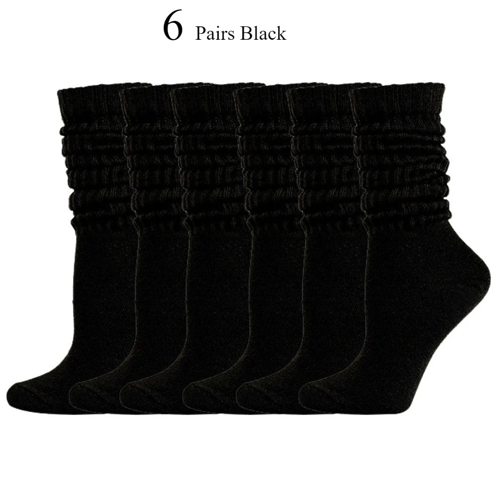Women's Solid Stacked Knitted Socks – Mid - Calf Casual Socks - lily supply