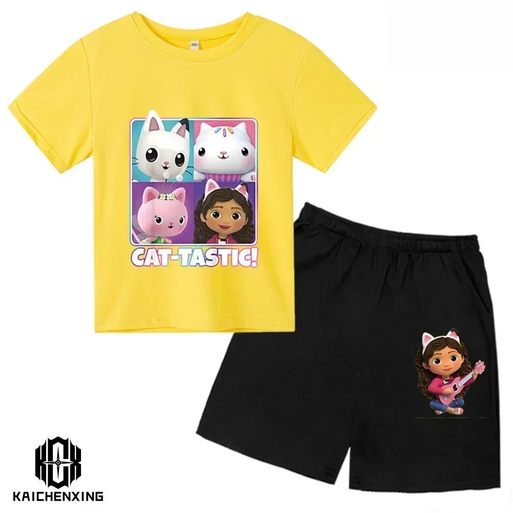 Little Girl T-shirts Kawaii Gabbys Doll House T Shirt Graphic Print Cute Kids Clothes Pink Tshirts Aesthetic Girls Clothes Top - lily supply