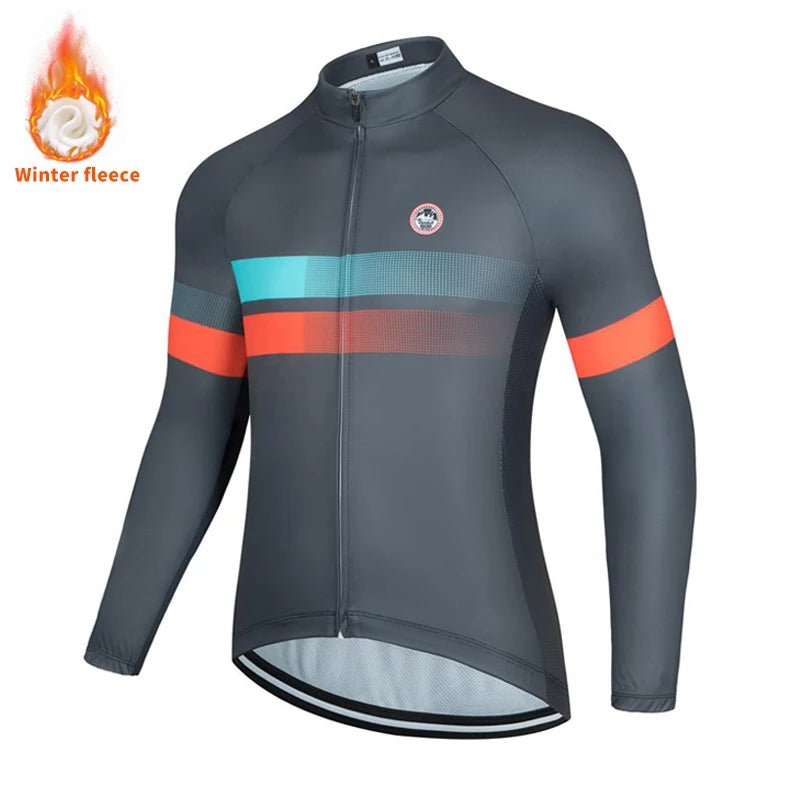 Men's 2025 Winter Thermal Fleece Cycling Jersey – Long Sleeve MTB Bike Shirt - lily supply