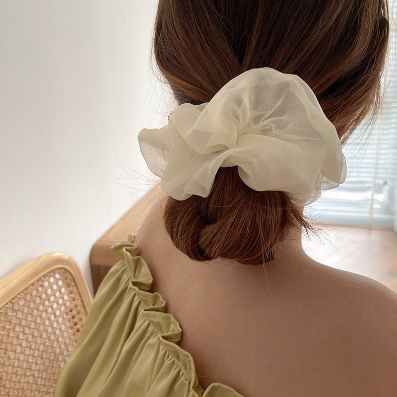 Oversized Organza Chiffon Scrunchie - Korean Large Elastic Hair Bands - lily supply