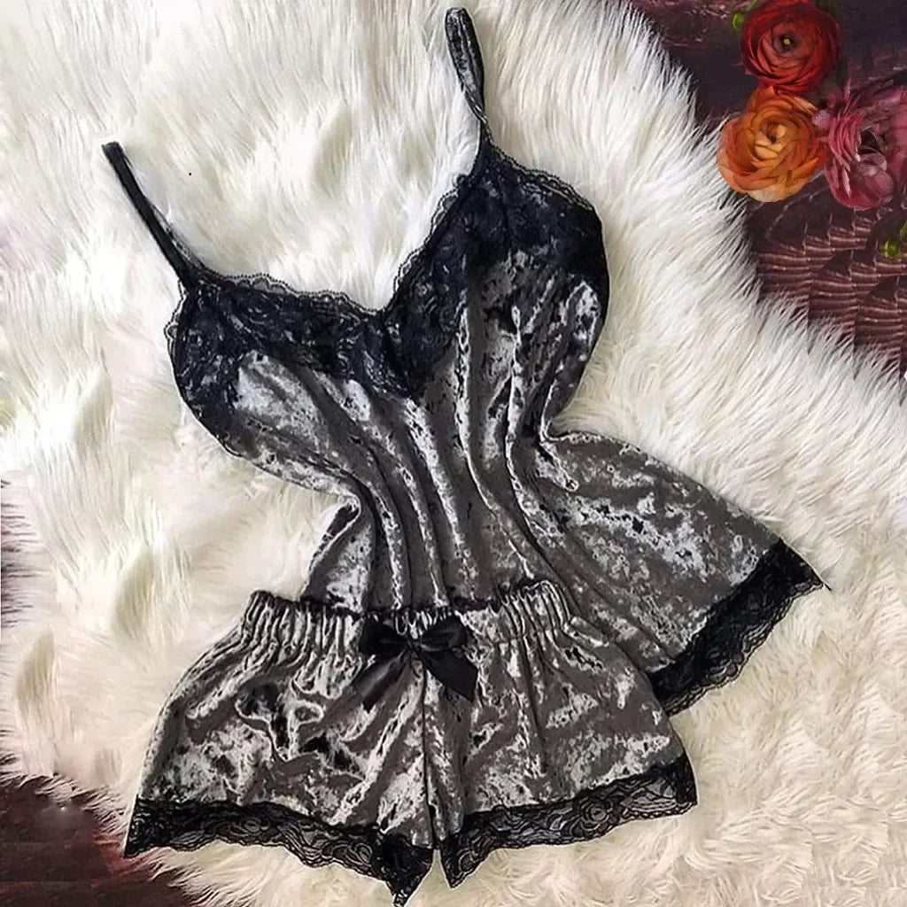 Women's Satin Lace Pyjama Set