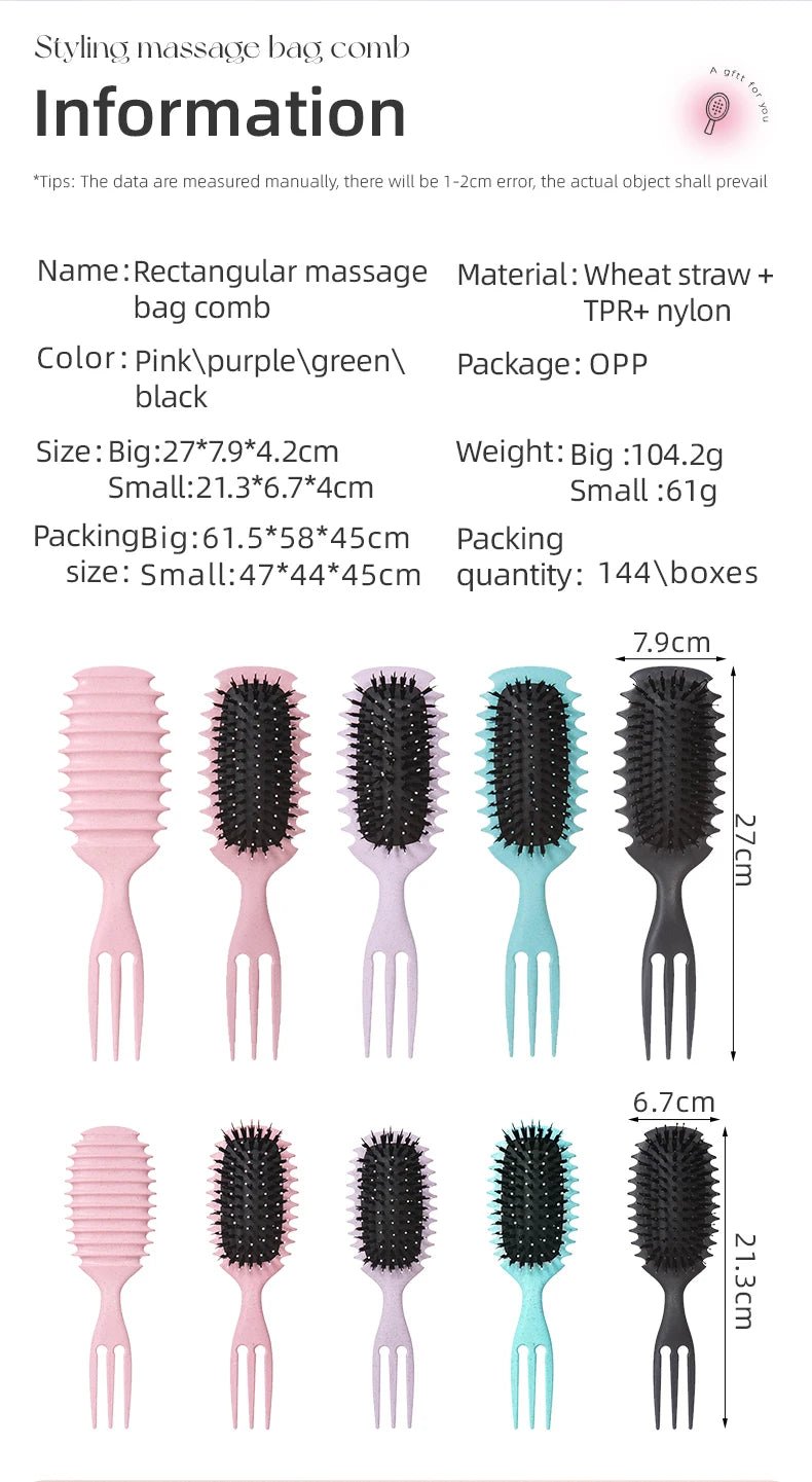 Candy Curly Hair Styling Brush - Nylon Bristle Detangling Comb - lily supply
