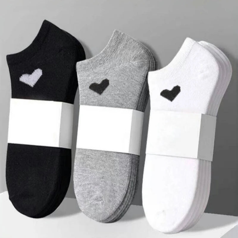 Women's Heart Pattern No - Show Socks – Invisible Ankle Socks - lily supply