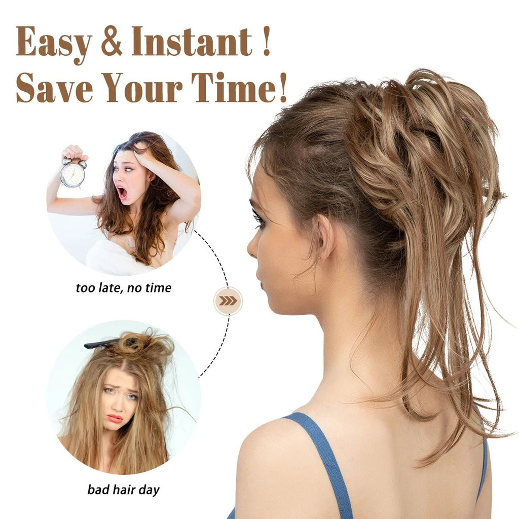 Synthetic Curly Messy Bun Hairpiece - Elastic Chignon Updo Donut - lily supply