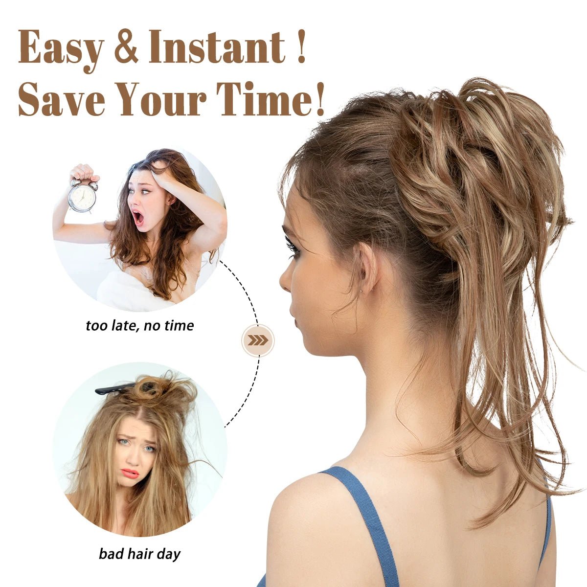 Synthetic Curly Messy Bun Hairpiece - Elastic Chignon Updo Donut - lily supply