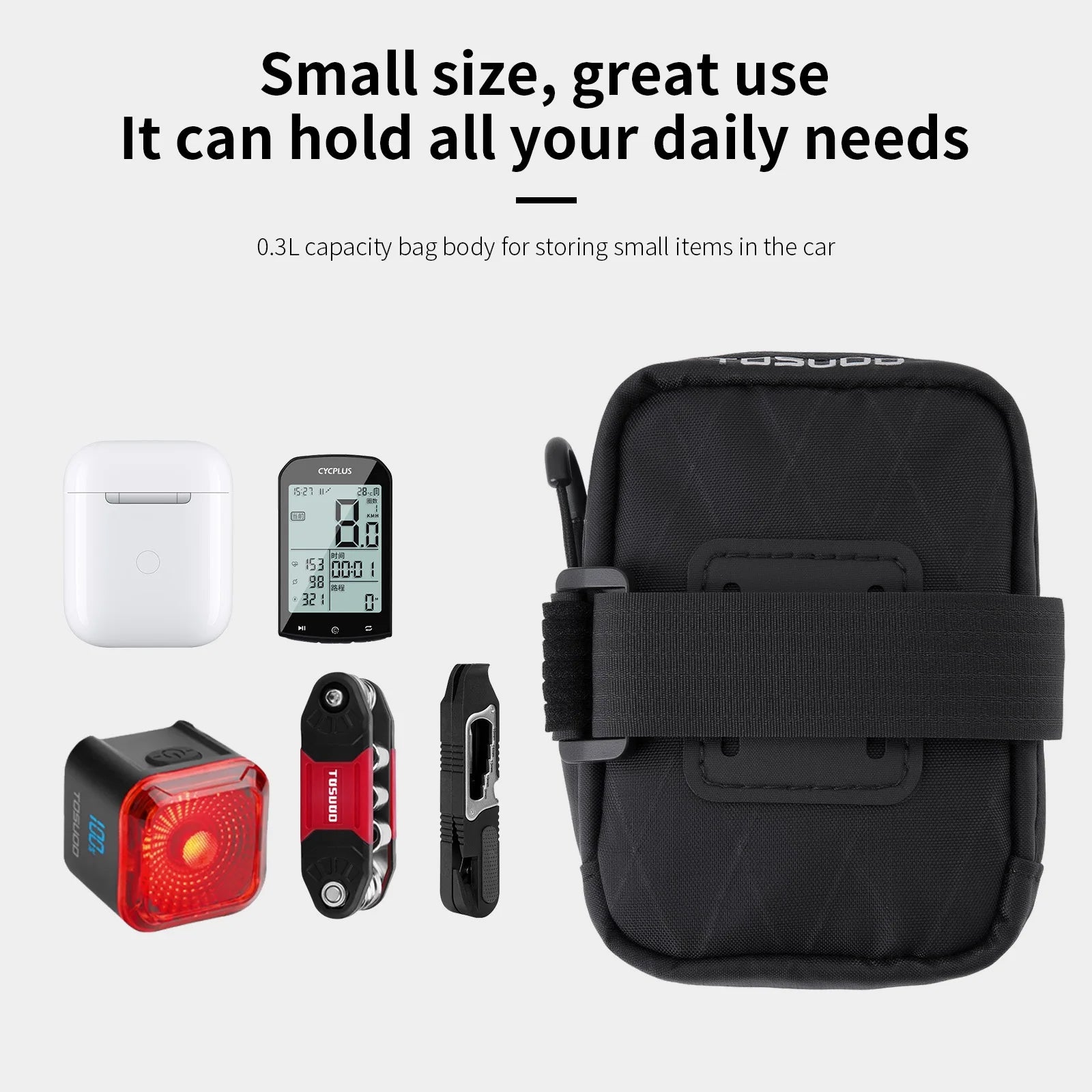 Mini Lightweight Cycling Tail Bag - Portable Bike Saddle Storage Tool Bag