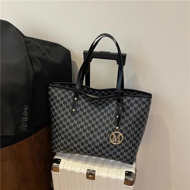 Women's PU Leather Print Commuting Tote Bag - Large Capacity College Handbag - lily supply