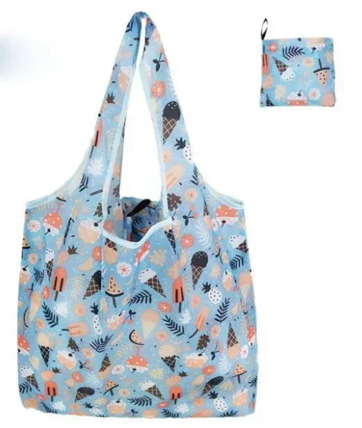 Big Nylon Foldable Reusable Tote Bag - Eco Polyester Shoulder Handbag