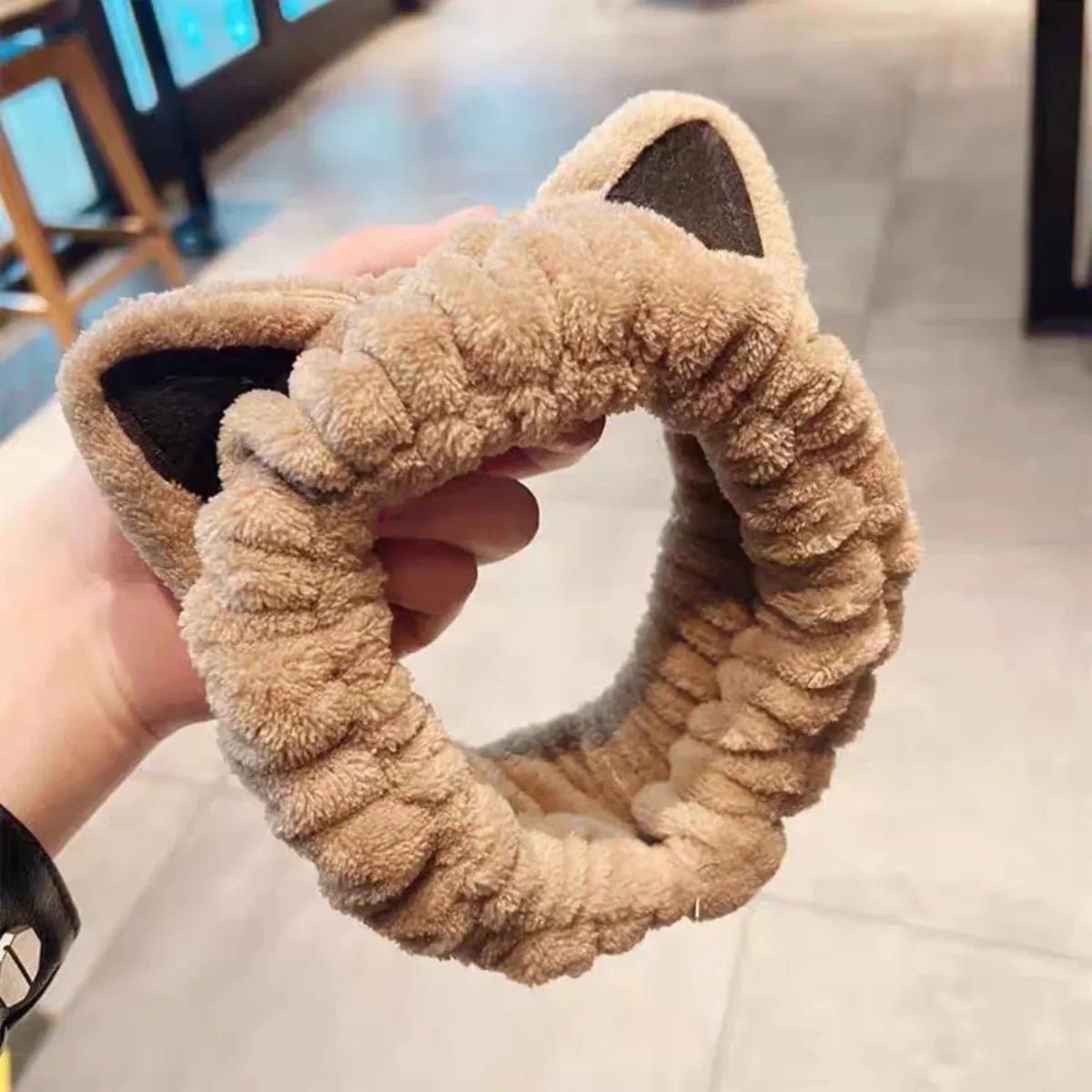 Cartoon Cat Ear Headband Plush Coral Fleece Face Wash Hairband Cute Non - Slip Hair Accessories for Women Teens - lily supply