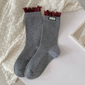 Women's Frilly Dots Preppy Long Cotton Socks – Sweet Knee High Socks - lily supply