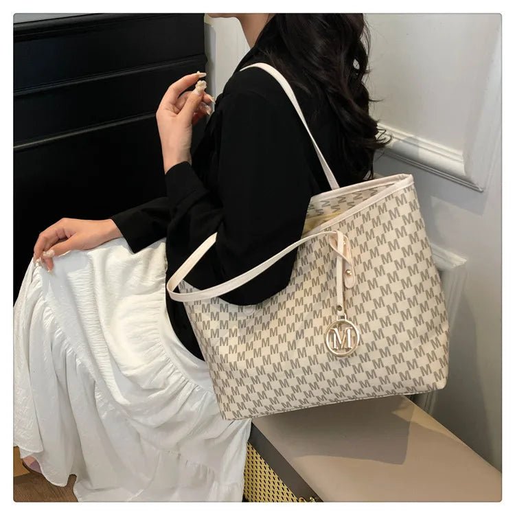 Women's PU Leather Print Commuting Tote Bag - Large Capacity College Handbag - lily supply