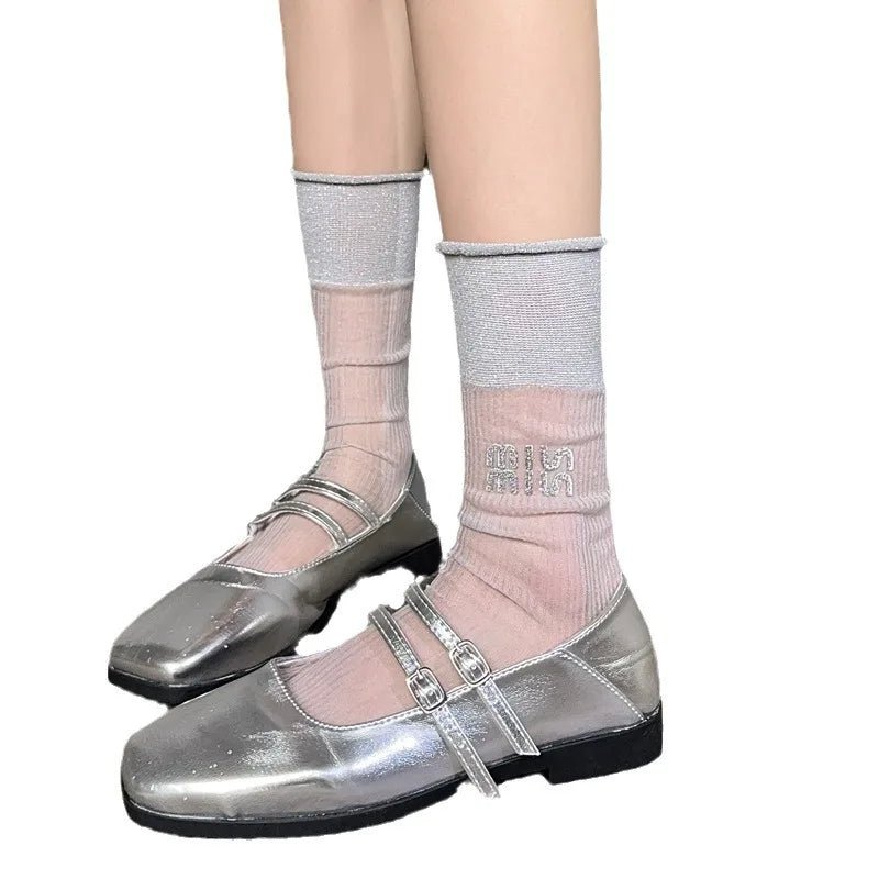 Women's Ballet Lace Glass Wire Transparent Socks – Sheer Ankle Socks - lily supply