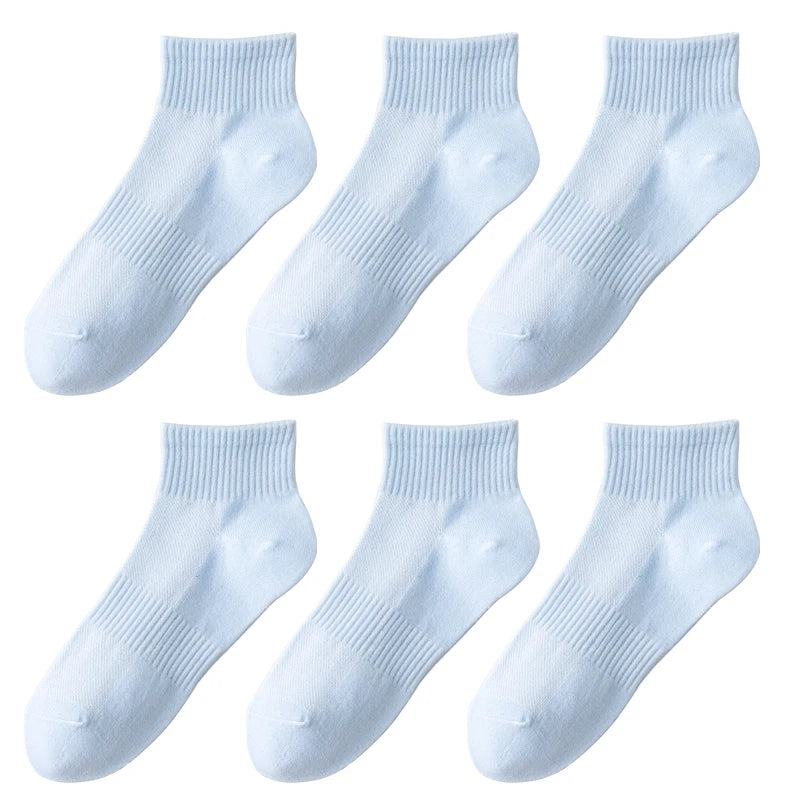 Women's 100% Cotton Short Sports Socks - 6 Pairs Breathable Mesh Low Top